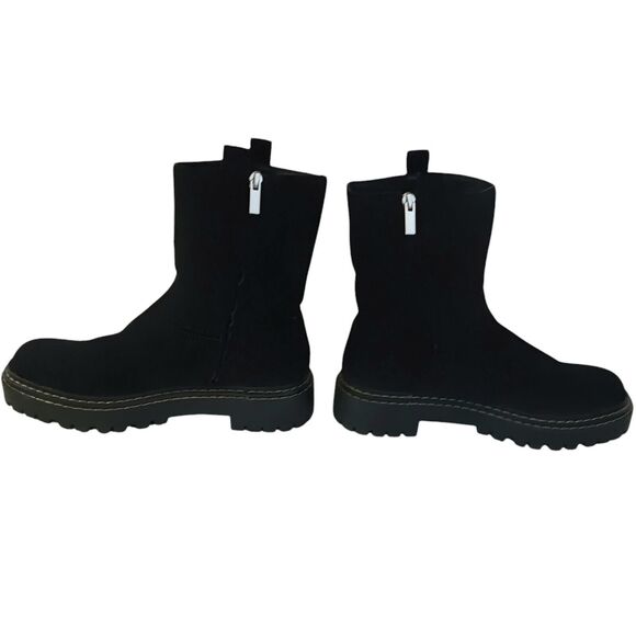 Splendid Black Suede Boots Alexxi Lug Boot Leather Ankle Booties Chunky Size 9 - Picture 2 of 11